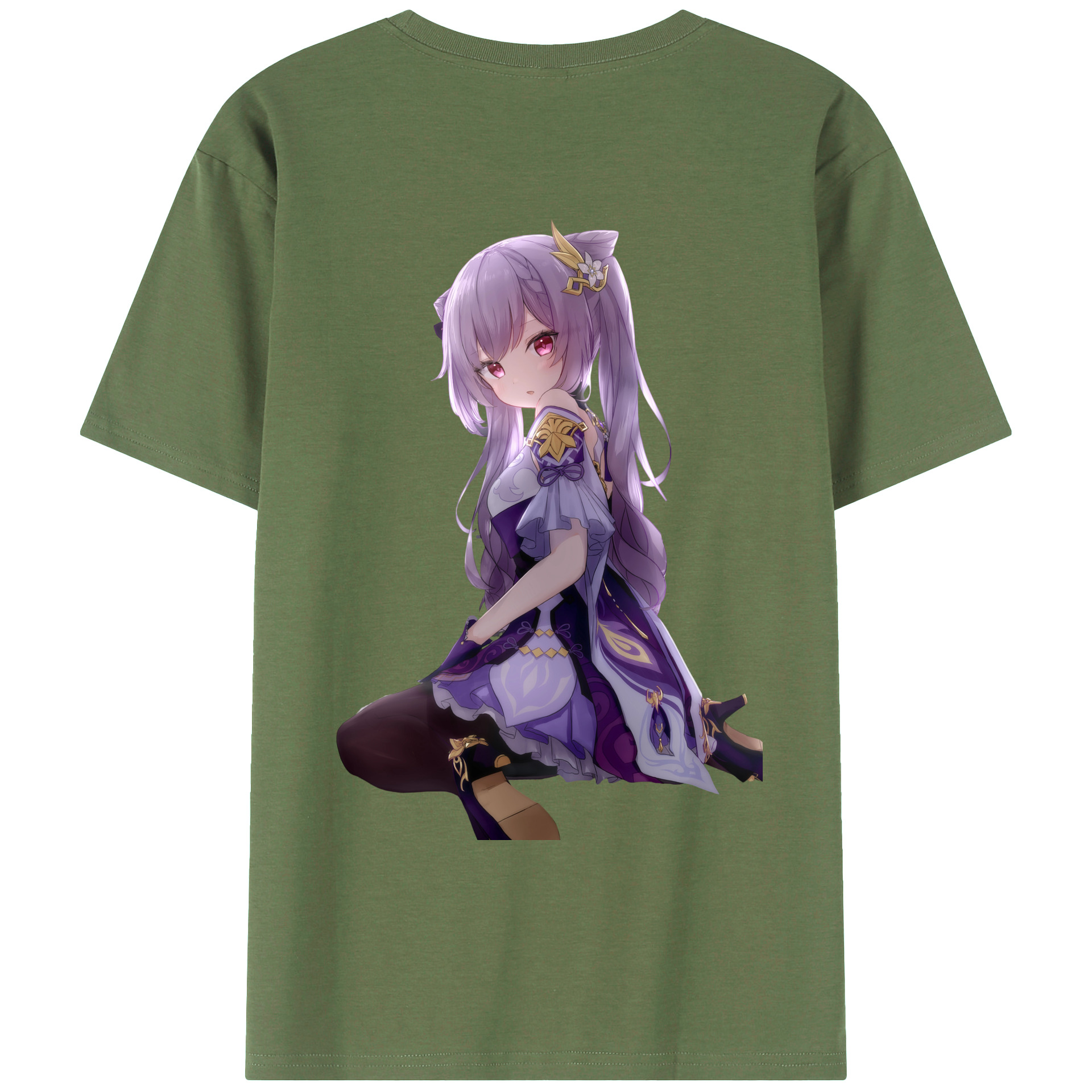 げんし神 刻晴 こくせい genshin Kokusei 綿100％ メンズ半袖Tシャツ（バックプリント） 通気性